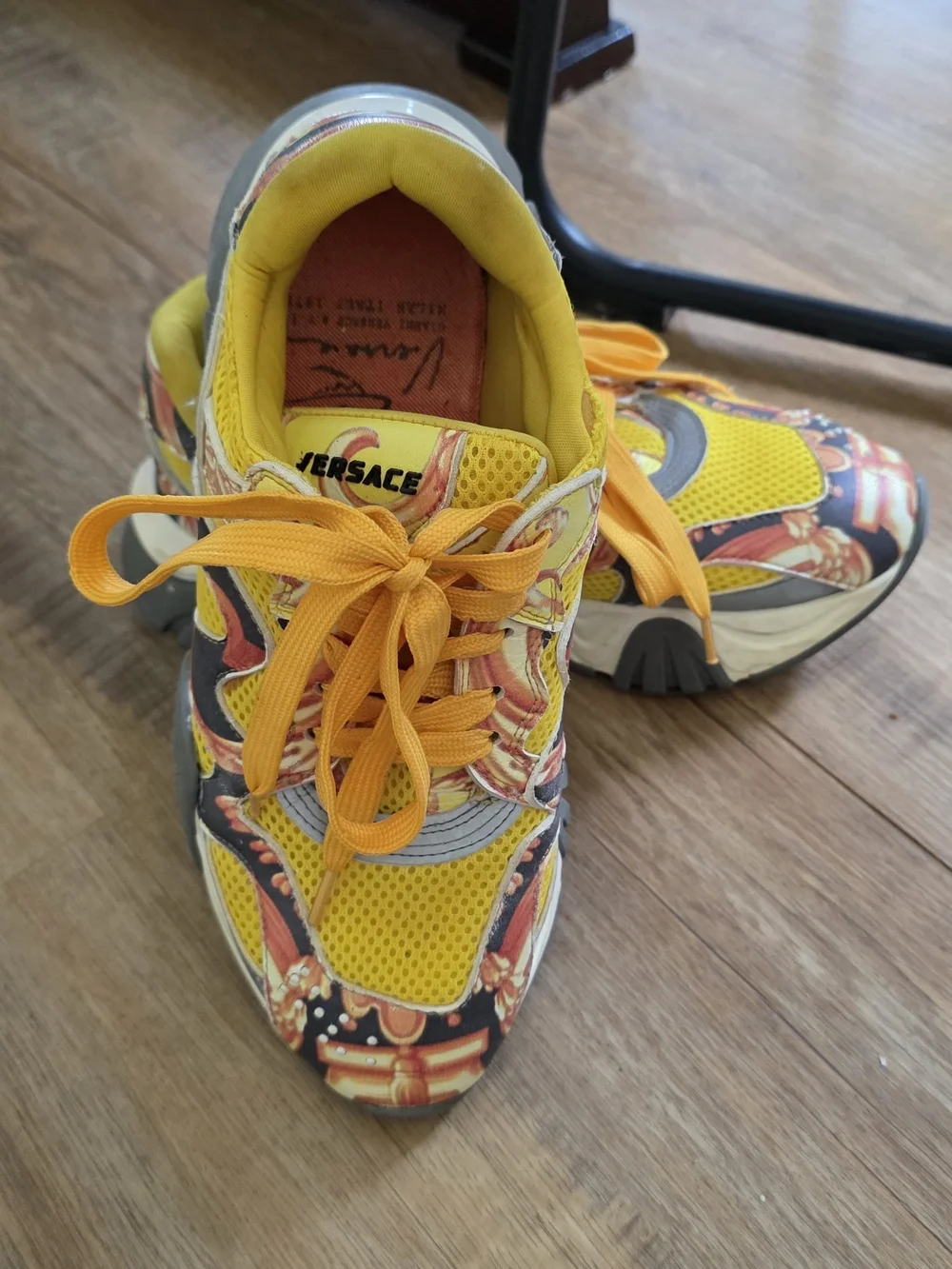 Versace Yellow and Orange Mesh Women's Sneakers - Picture 2 of 7